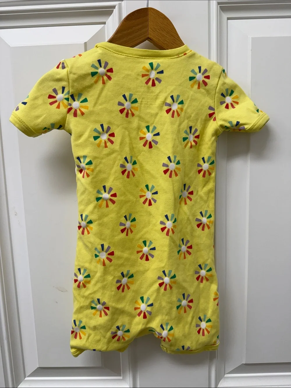 Primary Organic Cotton Yellow Floral Short Sleeve Zip Pajama Set